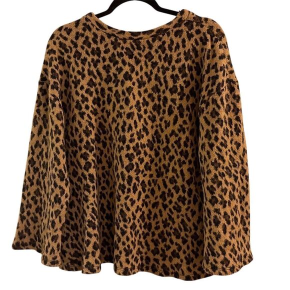 Zara Trafaluc Women's Leopard Print Pullover Sweater Size L Mobwife Tie Detail - Picture 1 of 6
